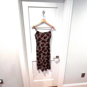 Floral spaghetti-strap Betsey Johnson dress with beaded hem